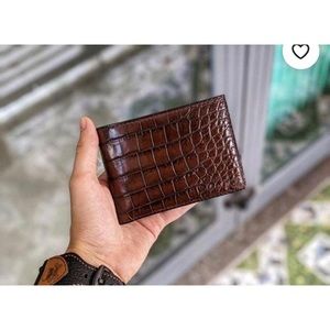 Handmade Dark Brown Alligator Leather Wallet